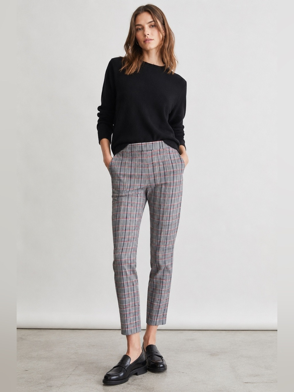 Rag & Bone Monet Black Plaid Zip Slim Ankle Trousers Pants Preppy Office 2